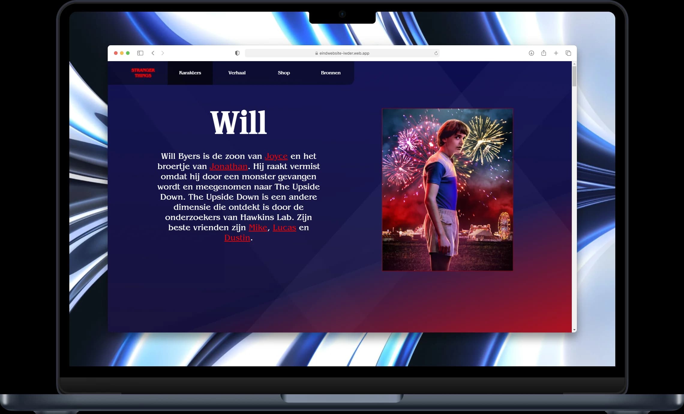 stranger things website desktop